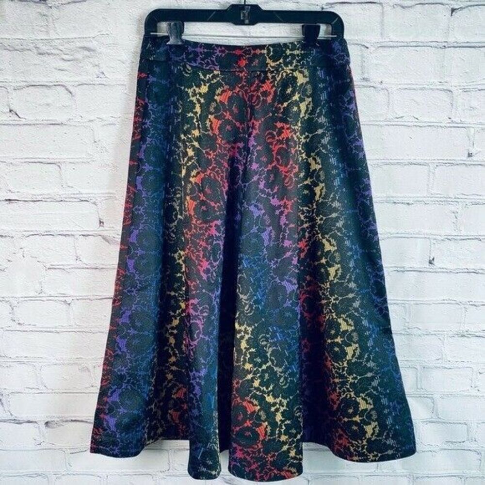 Catherine Malandrino Women’s 10 Skirt A Line Midi Colorful Metallic Jacquard